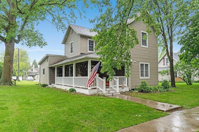 517 N Nancy St, Warren, IN 46792 - view of front facade featuring a front yard, covered porch, and roof with shingles