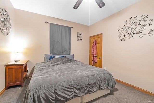 517 N Nancy St, Warren, IN 46792 - bedroom with carpet, baseboards, and ceiling fan