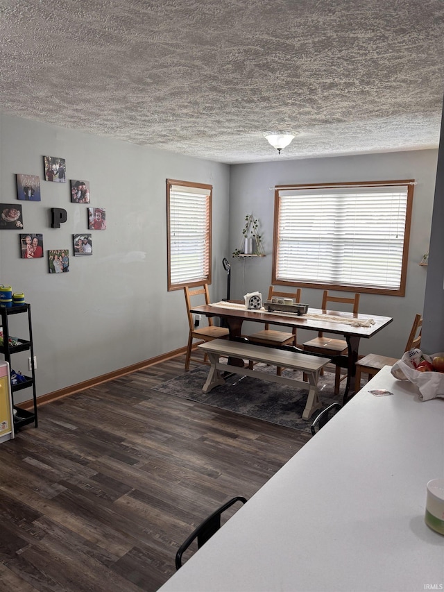 311 Hampshire Dr, Logansport, IN 46947 - dining space featuring a textured ceiling, dark wood finished floors, and baseboards