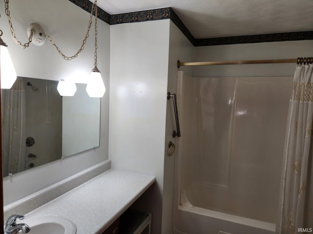 2790 E Cherry Ln, Marion, IN 46953 - bathroom with shower / bath combo with shower curtain and vanity
