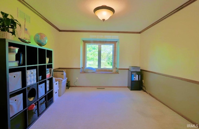 6322 Eagle Nest Ct, Fort Wayne, IN 46814 - recreation room with carpet floors, ornamental molding, and baseboards