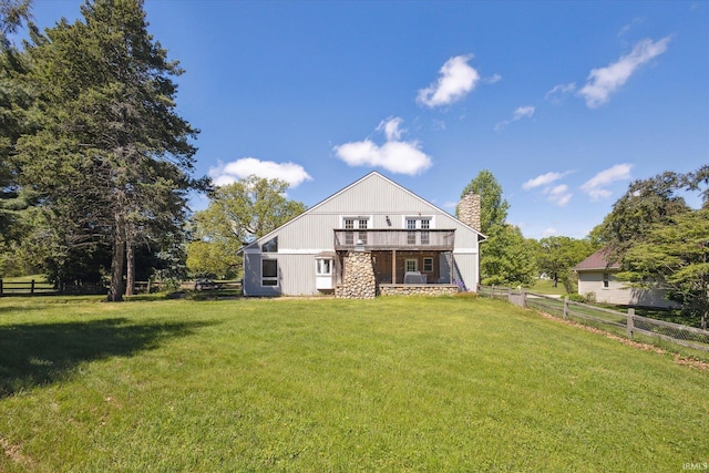16828 Barryknoll Way, Granger, IN 46530 - rear view of house with a chimney, stone siding, and a wooden deck