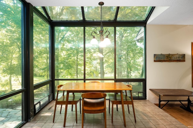 7301 W River Rd, Yorktown, IN 47396 - sunroom / solarium with a chandelier