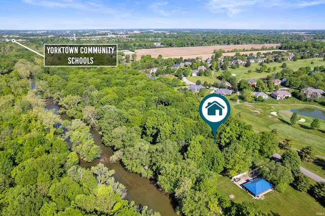 7301 W River Rd, Yorktown, IN 47396 - aerial view of property and surrounding area with a large body of water