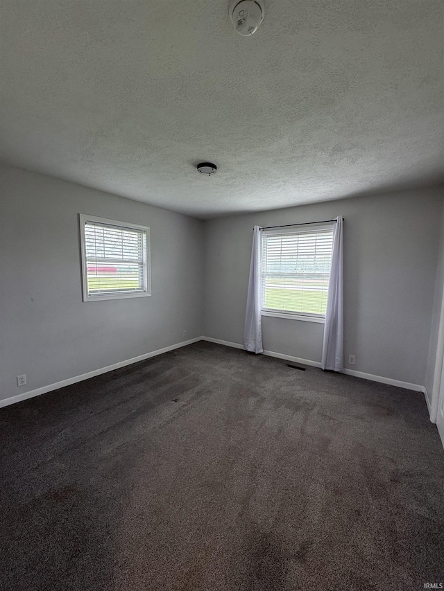 7540 S US-27 Hwy, Portland, IN 47371 - spare room featuring healthy amount of natural light, dark carpet, a textured ceiling, and baseboards