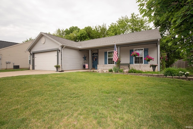1876 Halyard Ct, West Lafayette, IN 47906 - ranch-style house featuring an attached garage, driveway, central AC, a porch, and brick siding
