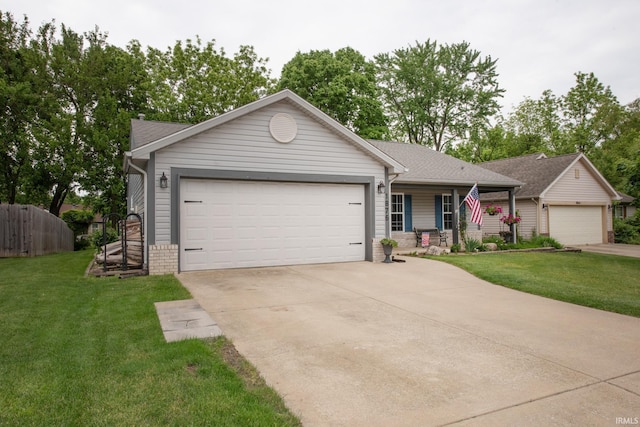 1876 Halyard Ct, West Lafayette, IN 47906 - single story home with an attached garage, a porch, driveway, and roof with shingles