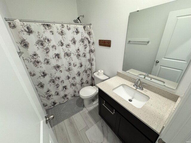 2135 Upland Ridge Way, Kokomo, IN 46902 - bathroom featuring vanity, toilet, and curtained shower