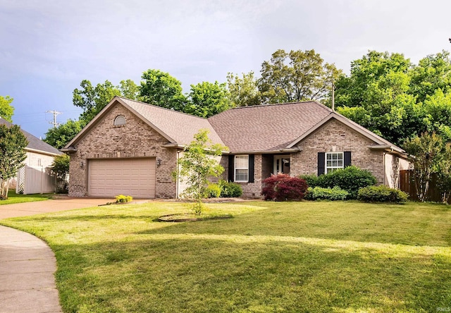 105 Temple Dr, Newburgh, IN 47630 - single story home featuring brick siding, an attached garage, concrete driveway, and a shingled roof