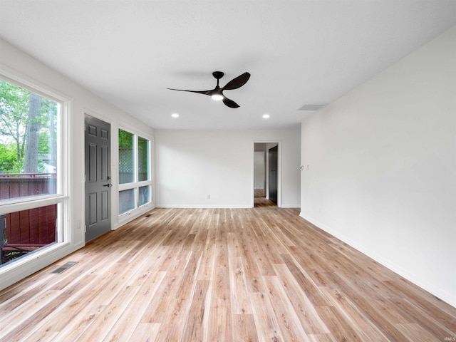 2834 Inwood Dr, Fort Wayne, IN 46815 - empty room with light wood-style floors, ceiling fan, baseboards, and recessed lighting