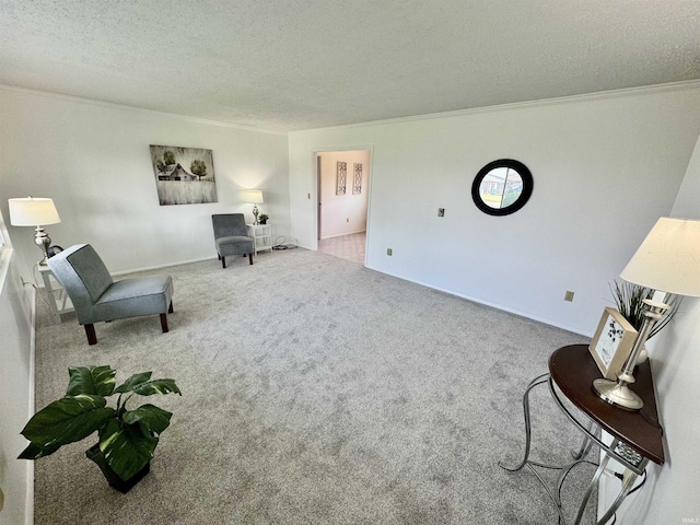 10908 Kathy Dr, Fort Wayne, IN 46835 - sitting room featuring a textured ceiling, ornamental molding, and carpet