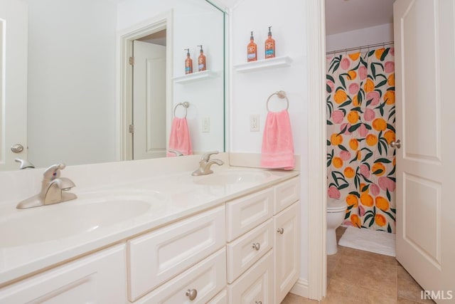 4288 Windhill Ln, Newburgh, IN 47630 - full bathroom with toilet, double vanity, and tile patterned floors