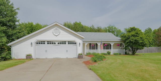 5212 E 600 S, Lafayette, IN 47909 - ranch-style house with covered porch, an attached garage, and concrete driveway