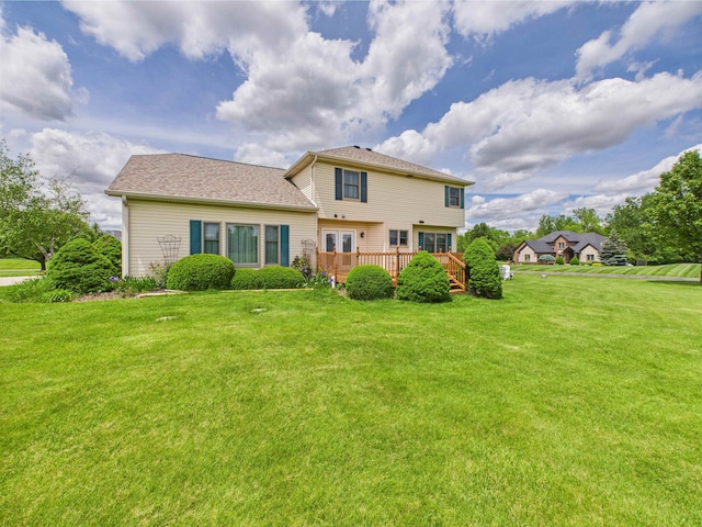 3715 W 630 Rd N, Huntington, IN 46750 - rear view of house featuring a wooden deck and a yard