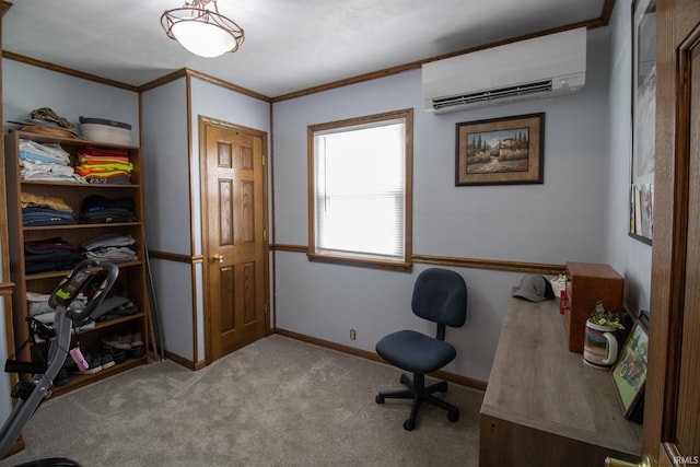 6497 N 500 E, Union City, IN 47390 - carpeted office with a wall unit AC, ornamental molding, and baseboards