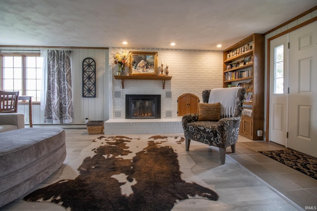 6497 N 500 E, Union City, IN 47390 - tiled living area featuring a fireplace and recessed lighting