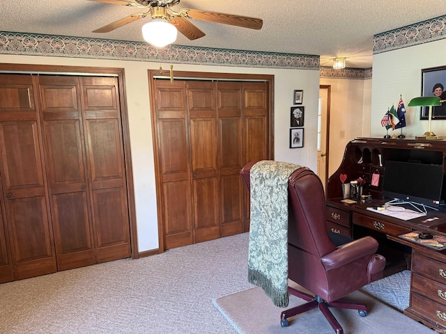 2807 Avondale Rd, Vincennes, IN 47591 - carpeted office featuring a ceiling fan and a textured ceiling