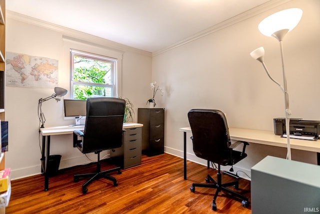 704 Avondale St, West Lafayette, IN 47906 - home office with ornamental molding, wood finished floors, and baseboards