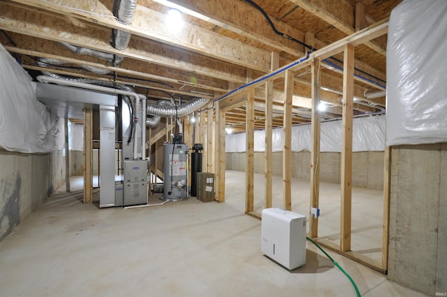 409 W Somerfield Dr, Lakeville, IN 46536 - unfinished basement featuring water heater and heating unit