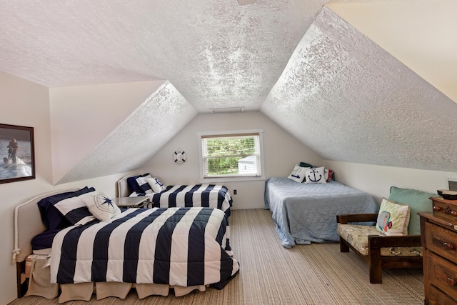 5585 S 930 E, Wolcottville, IN 46795 - carpeted bedroom featuring a textured ceiling and vaulted ceiling
