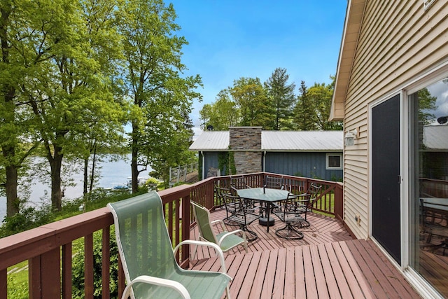 5585 S 930 E, Wolcottville, IN 46795 - wooden terrace with outdoor dining space