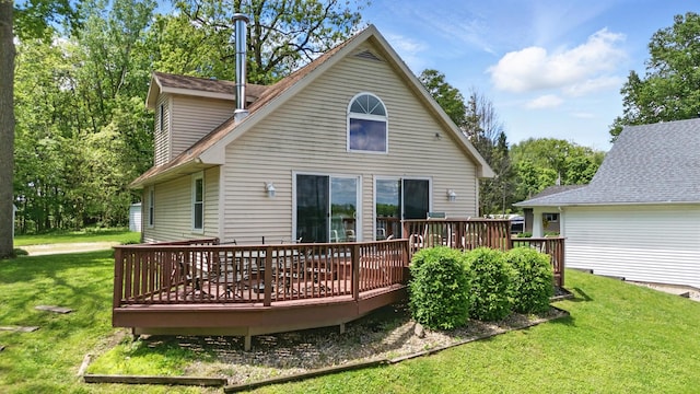 5585 S 930 E, Wolcottville, IN 46795 - back of house with a wooden deck and a lawn