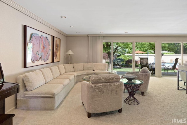 570 Golden Pl, Lafayette, IN 47905 - carpeted living area with ornamental molding and recessed lighting