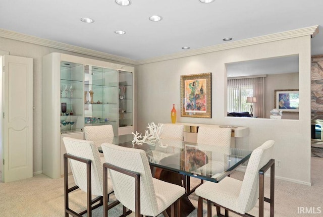 570 Golden Pl, Lafayette, IN 47905 - carpeted dining room featuring ornamental molding and recessed lighting