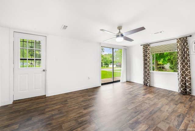 730 E Sherman St, Marion, IN 46952 - unfurnished room with a ceiling fan, dark wood-style floors, and baseboards