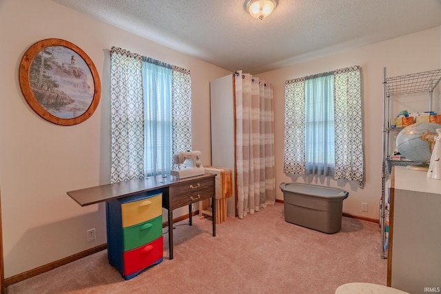11542 S 700 E, Lafontaine, IN 46940 - carpeted home office featuring a textured ceiling and baseboards