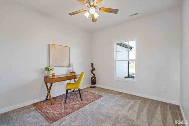 2487 Fiona Dr, Kokomo, IN 46902 - office featuring carpet, a ceiling fan, and baseboards