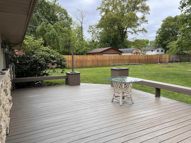 405 N Dogwood Ln, Muncie, IN 47304 - wooden deck with a trampoline