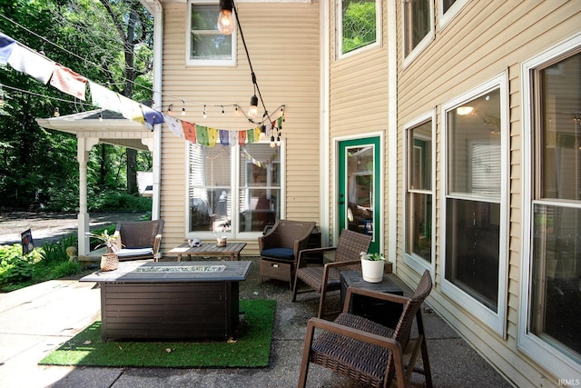 101 Hendron Hills Dr, Vincennes, IN 47591 - view of patio with a fire pit