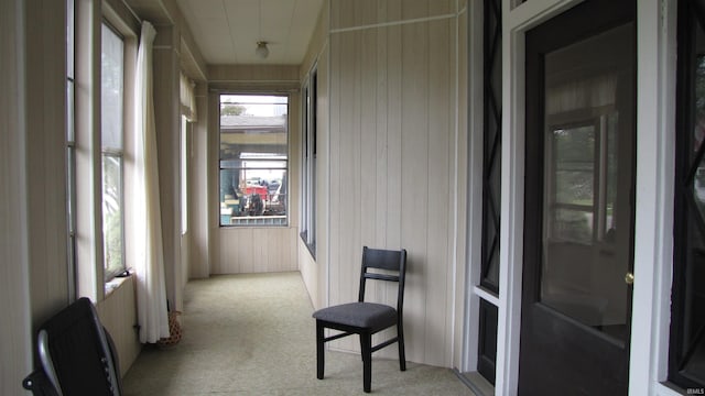 215 S Main St, Oakland City, IN 47660 - hall with light carpet and wooden walls