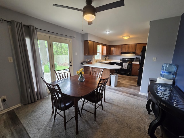 7823 Knightswood Dr, Fort Wayne, IN 46819 - dining space with light wood finished floors, ceiling fan, and baseboards