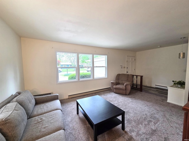 7823 Knightswood Dr, Fort Wayne, IN 46819 - carpeted living room with a baseboard radiator and baseboard heating