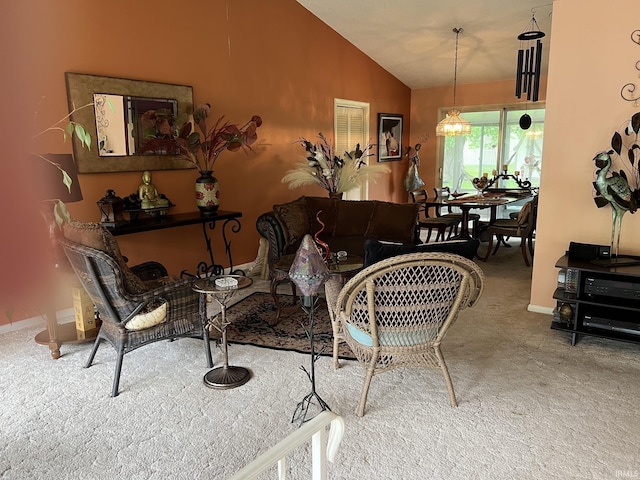 504 S Stratton Way, Decatur, IN 46733 - living room with carpet flooring, lofted ceiling, and baseboards