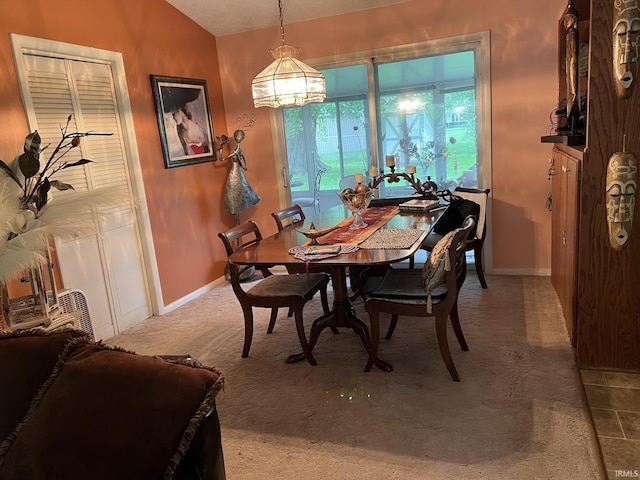 504 S Stratton Way, Decatur, IN 46733 - carpeted dining room with baseboards and vaulted ceiling