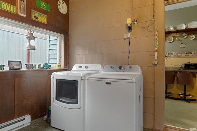 111 N State St, South Whitley, IN 46787 - laundry room with a baseboard radiator and independent washer and dryer