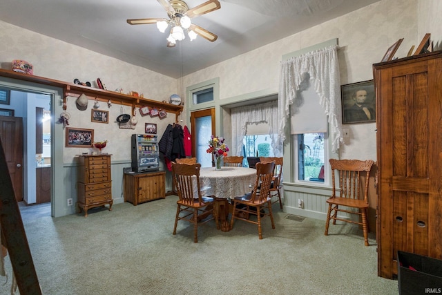 111 N State St, South Whitley, IN 46787 - carpeted dining area featuring ceiling fan