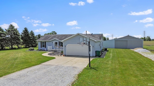 29900 Grant Rd, New Carlisle, IN 46552 - ranch-style home featuring a front yard, concrete driveway, and a garage