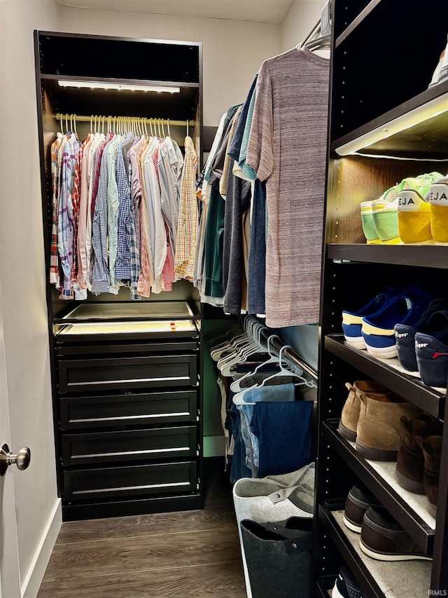 855 N Abigail Ln, Ellettsville, IN 47429 - walk in closet featuring dark wood-type flooring