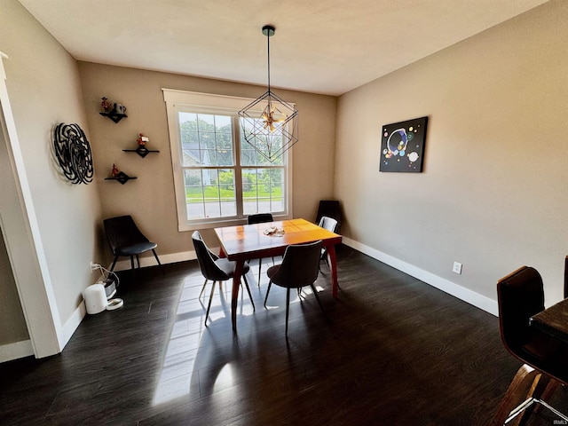 855 N Abigail Ln, Ellettsville, IN 47429 - dining room with a chandelier, baseboards, and dark wood finished floors