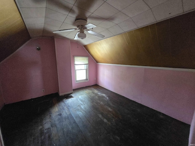 2710 W Virginia St, Evansville, IN 47712 - additional living space featuring hardwood / wood-style flooring, ceiling fan, and vaulted ceiling