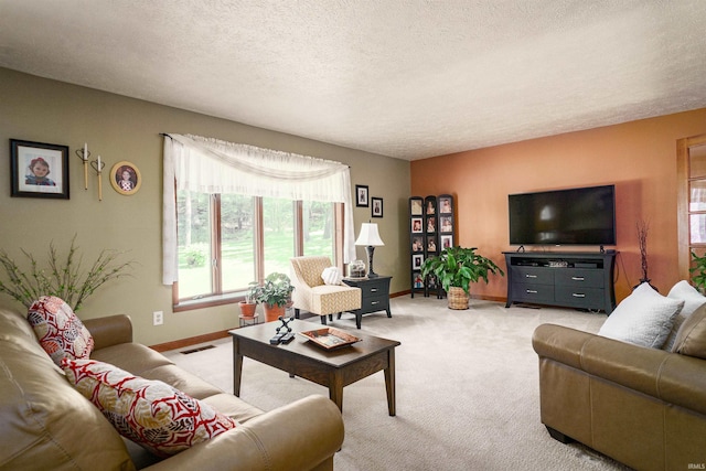 51410 Mansfield Dr, South Bend, IN 46628 - living room featuring baseboards, light colored carpet, and a textured ceiling
