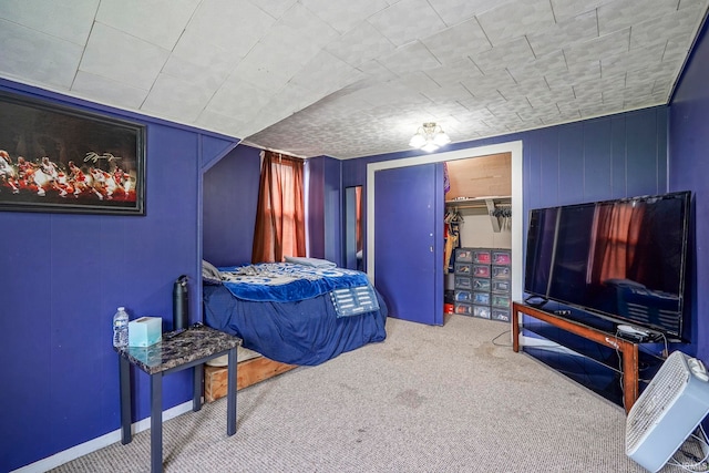 6814 Church St, Lafayette, IN 47905 - bedroom featuring carpet floors, a closet, and wood walls