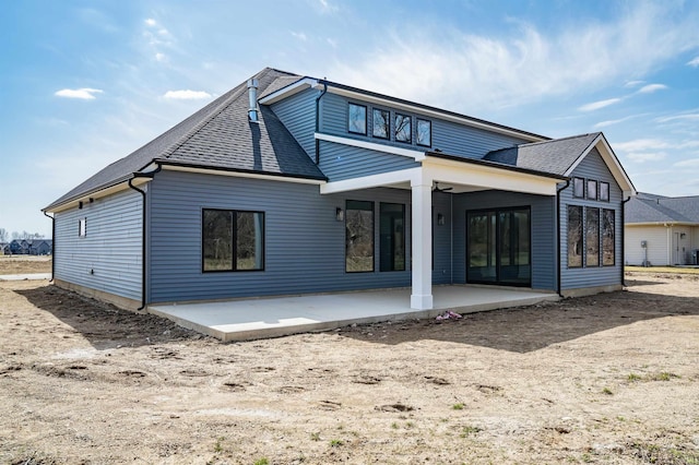 1256 Cascata Trl, Huntertown, IN 46748 - back of house with a patio area, a shingled roof, and a ceiling fan