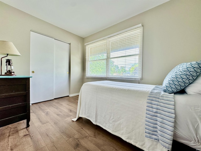 408 E Greenwalt St, North Webster, IN 46555 - bedroom featuring wood finished floors, a closet, and baseboards