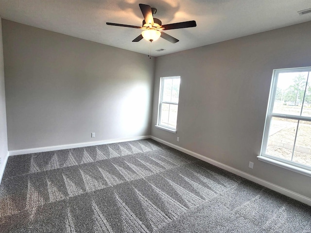 1107 E Wabash St, Frankfort, IN 46041 - spare room featuring carpet, baseboards, a ceiling fan, and plenty of natural light