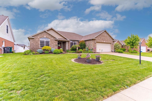 9142 Hartwell Dr, Evansville, IN 47725 - ranch-style house featuring brick siding, concrete driveway, and a front lawn